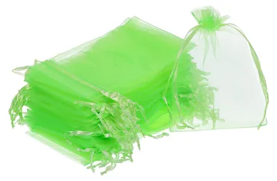 Obrázek produktu pro 100 kusů organzových sáčků, rozměr 10 x 15 cm, barva: jablečně zelená