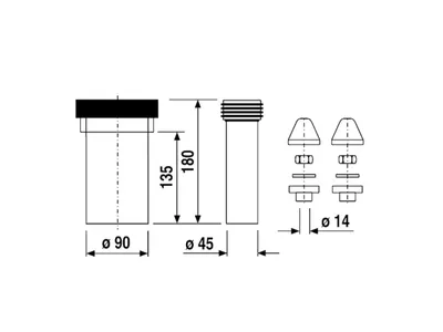 Produktbild von Sanit WC-Anschlussgarnitur 180mm DN90 weiß, 58.931.00..0000