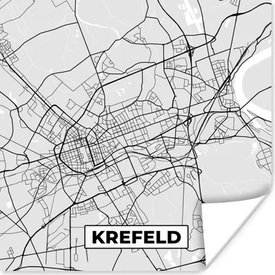 Produktbild von MuchoWow® Poster Karte - Deutschland - Krefeld - Karte - Stadtplan 50x50 cm - Wohnzimmerdekoration