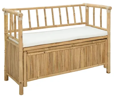 Zdjęcie produktu dla Ławka ogrodowa z schowkiem vidaXL 110 x 47 x 80 cm, bambus naturalny