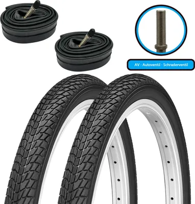 Produktbild von 2x Fahrradreifen SET 20 x 1,75 Zoll 47-406 Decke Mantel inkl. 2x AV Schlauch