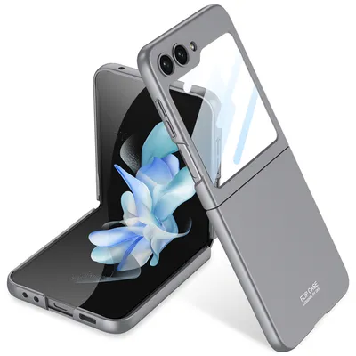 Obrázek produktu pro Pouzdro pro Samsung Galaxy Z Flip 5 Tenké Matné Pevné PC Pouzdro s Ochrannou Fólií na Displej šedé