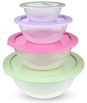 Immagine prodotto di Set di 4 ciotole in plastica per insalate, con coperchio, impilabili