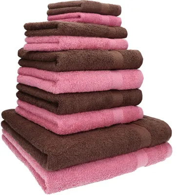 Produktbild von Betz 10-tlg. Handtuch-Set PREMIUM CLASSIC 2 Duschtücher 4 Handtücher 2 Gästetücher 2 Seiftücher  Farbe: altrosa & nussbraun