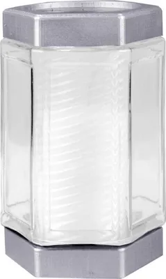 Zdjęcie produktu dla Szklana latarnia, 16 cm Ø9,5 cm w kolorze srebrnym, zawiera 1 świecę
