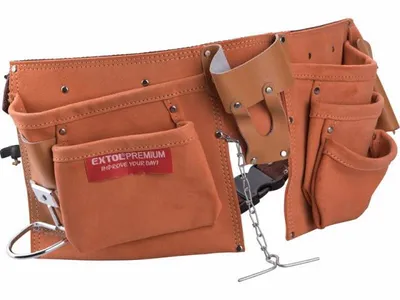 Obrázok produktu pre Kožený opasok na náradie, 9 vreciek, kovové oko, EXTOL PREMIUM