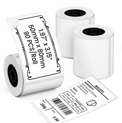 Thermodirekt-Etiketten, 3 Rollen, 50 x 80 mm, 90 Stück/Rolle