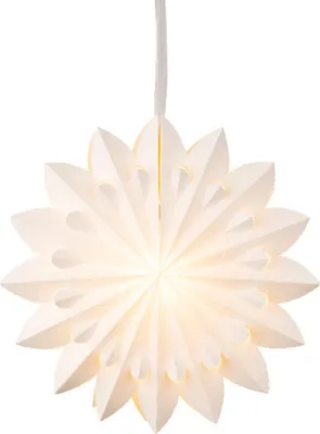LED Papierstern - Weihnachtsstern - hängend - 6 warmweiße LED - D: 40cm - Batterie - Timer - weiß