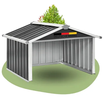 Produktbild von DELUKE® Mähroboter Garage aus Metall - 92x97x63cm | Dach Carport Überdachung für Rasenmäher Rasenroboter Automower Garten Mährobotergarage Regenschutz für Rasenmäher, Anthrazit