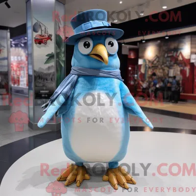 Produktbild von Himmelblaues REDBROKOLY Pinguin-Maskottchenkostüm mit Empire-Kleid und Hutnadeln