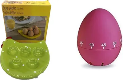 Produktbild von Oster-Eieruhr aus Keramik in Grün, Küchenhelfer mit Kapazität für 5 Eier