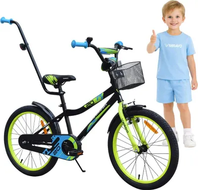 Produktbild von Kinderfahrrad - 20 Zoll - Schwarz und Grün - für 5-8 Jahre - mit V-Brake Bremsen- Jugendfahrrad - für Jungen
