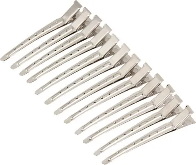 Productafbeelding van INF Grote Haarclips met Gaten - Zilverkleurige Metalen Haarspelden voor Styling 12-pack