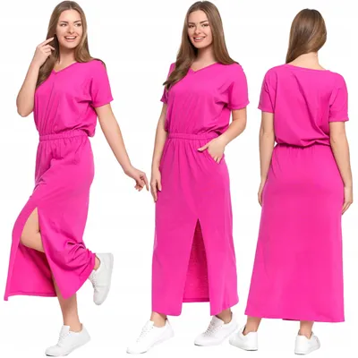 Imagen del producto de Maxišaty: vestidos de verano talla XXL, vestidos para mujer color rosa, vestidos de algodón, vestidos para el tiempo libre