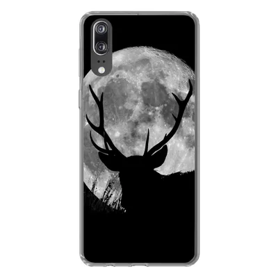 Produktbild von MuchoWow® Handyhülle Schutzhülle Hülle für Huawei P20 Hirsch - Mond - Nacht Silikon Softcase Handy Hülle - Hardcover