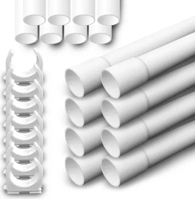Produktbild von ARLI Installationsrohr M16 gemufft 18m inkl. 40 Klemmschellen Starres Kabelrohr aus PVC für Aufputzinstallation