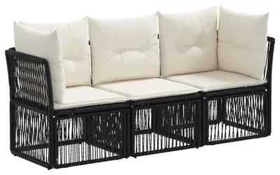 Produktbild von vidaXL Gartensofa-set 3 pcs Schwarz Poly-Rattan
