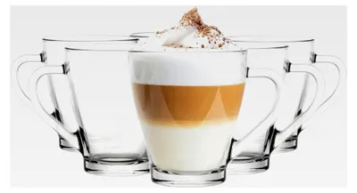 Produktbild von Set von 6 Kaffeegläsern mit Henkel, 200 ml