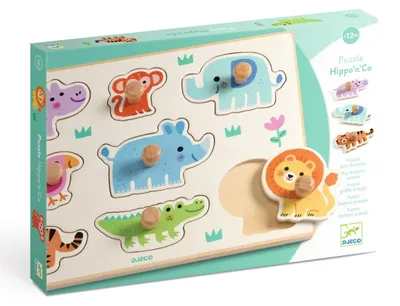 Produktbild von Holzpuzzle mit Wildtieren, Djeco