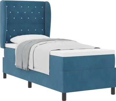 Produktbild von vidaXL Boxspringbett mit Matratze Dunkelblau 200 x 80 cm Samt