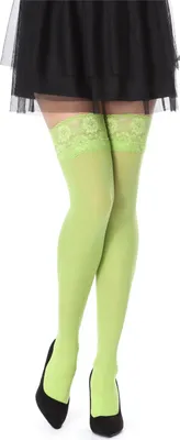 Produktbild von Bellivalini Damen Halterlose Mikrofaser 60 DEN Strümpfe mit Spitze BLVFI1005 (Grassy, XS-S)