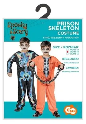 Immagine prodotto di Costume per bambini, tema "Prigioniero scheletrico", taglia 120/130 - Godan
