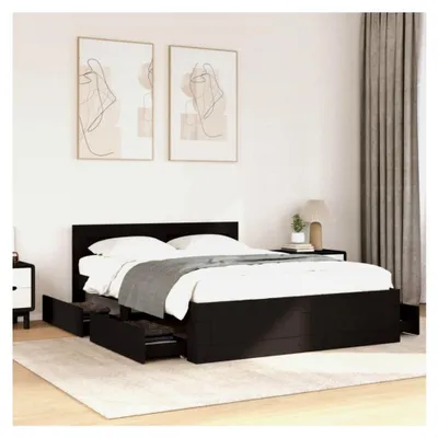 Produktbild von Bettgestell mit Kopfteil, schwarz, 120 x 190 cm, kleines Doppelbett