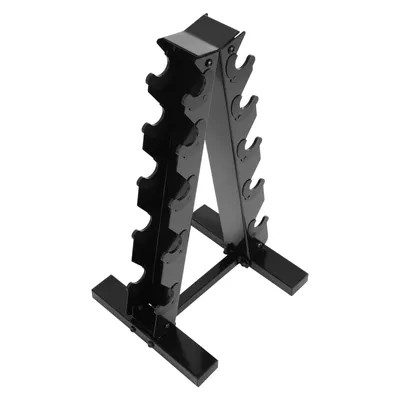 Zdjęcie produktu dla 5-poziomowy stojak na hantle A-Frame Stojak na hantle do 100 kg Czarny