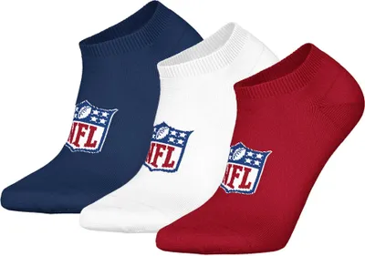 Produktbild von NFL Uni Sneaker-Socken, 3er Pack - NFL Shield 3Pack Sneaker Socks, Logo, Baumwollmischung Dunkelblau/Weiß/Rot 39-42