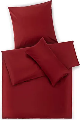 Produktbild von Blumtal Premium Mako Satin Baumwolle Bettwäsche Set 135 x 200 cm mit Kissenbezug 80x80 cm - Superweiches Bettbezug Set mit edler Glanz Optik und Gleichfarbigen Reißverschlüssen, Aurora Red - Rot