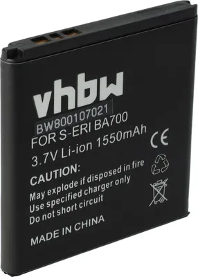 Produktbild von vhbw Akku kompatibel mit Sony-Ericsson C1604, Mesona, C1504, C1505, Azusa, Iyokan, C1605, Halon Handy Smartphone Telefon (1550 mAh, 3,7 V, Li-Ion)