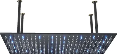 Immagine prodotto di Soffione doccia a pioggia, montaggio a soffitto, tappetino LED nero