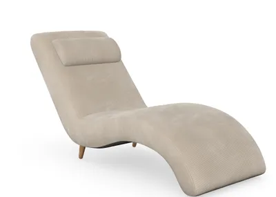 Produktbild von Harris Relaxliege, Massivholzkonstruktion, skandinavischer Stil, Hohe Beine aus Eichenholz, gewachst, Cord-Stoff Scala Mud Hazel