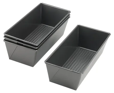 4er-Set Rechteckige Brotbackformen, 25x11x8 cm, antihaftbeschichtet, schwarz