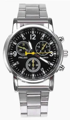 Produktbild von Herren-Armbanduhr, analog, Edelstahlband, Legierungsgehäuse, Schwarz