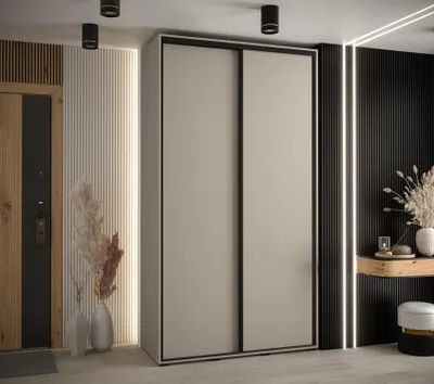 Obrázok produktu pre Šatníková skriňa INDIRA 1 - 130/60 cm, kašmír / čierna