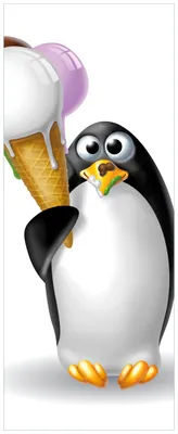 Produktbild von Wallario Premium Glasbild, freischwebende Optik, kräftige Farben, Größe 125 x 50 cm Motiv Süßer Eis Pinguin