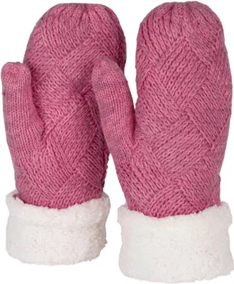 Produktbild von styleBREAKER Damen warme Winter Strick Fäustlinge, Handschuhe mit Rauten Muster, Thermo Fleece, Strickhandschuhe 09010031