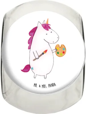 Produktbild von Mr. & Mrs. Panda Kaffeedose Einhorn Künstler L 870ml - Weiß - Geschenk, Welt, Unicorn, Vorratsglas, Einhörner, glasbehälter, Teedose, Aufbewahrungsdose, Malen, Farbe