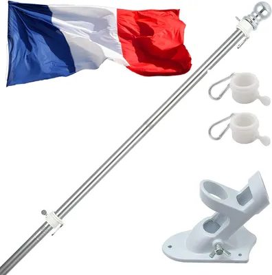 Produktbild von Aluminium-Fahnenmast mit Schneefang, 180 cm + französische Flagge