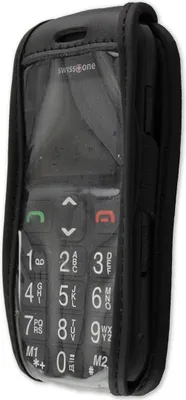 Image de caseroxx Etui en cuir avec clip ceinture compatible avec Swisstone BBM 320C en cuir véritable, étui avec clip ceinture et fenêtre de visualisation