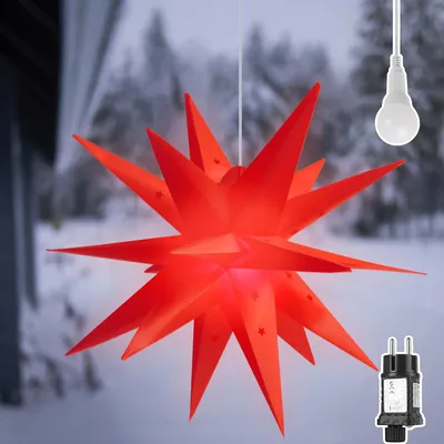 60 cm 3D LED-Lichtstern, Weihnachtsstern, rot, hängend, für außen