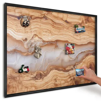 Produktbild von Magnettafel 100x70 cm mit schwarzem Rahmen - Magnetische Metalltafel, Magnetpinnwand zur Wandmontage für Wohnzimmer, Küche, Flur, Kinderzimmer und Büro - Eleganz aus Holz