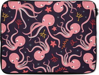 Produktbild von MuchoWow® Laptop Hülle 17 Zoll Laptoptasche Oktopus - Baby - Entwurf - Zipper - Schutzabdeckung
