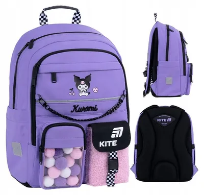 Zdjęcie produktu dla Plecak do szkoły dla dziewczynek klasa 1-6 fioletowy boucle Kuromi Kite