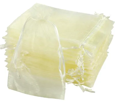 Image de 120 sacs en organza, champagne, 10 x 15 cm