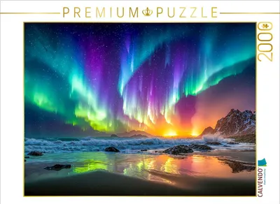 Produktbild von CALVENDO Puzzle Tänzelnde Lichter über vereistem Meer | 2000 Teile Lege-Größe 90x67cm Foto-Puzzle für glückliche Stunden