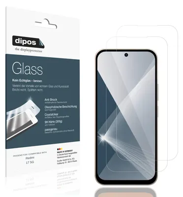 Produktbild von 2x Schutzfolie für Redmi 17 5G - Anti-Shock 9H Folie dipos Glass Kunststoffglas