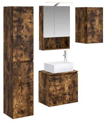 Immagine prodotto di 5 mobili da bagno, effetto legno "rovere fumé", 50 x 14,5 x 70 cm