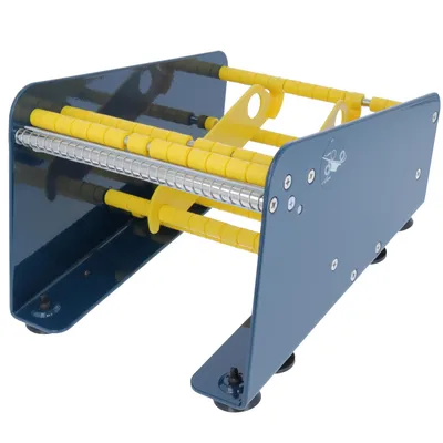 Image de TE-Office Distributeur d'étiquettes Distributeur d'étiquettes en acier pour étiquettes adhésives Appareil de table manuel jusqu'à 163 mm, avec 2 séparateurs de rouleaux